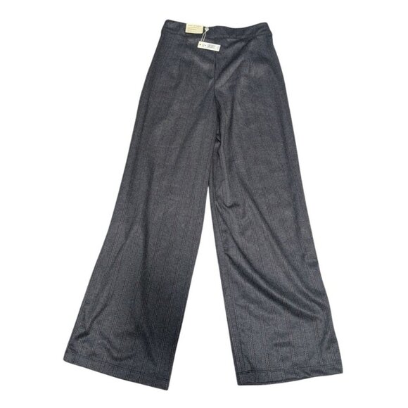 Max Studio Womens Pleated Wide Leg Pants Medium Herringbone Gray Straight Fit - Picture 1 of 9